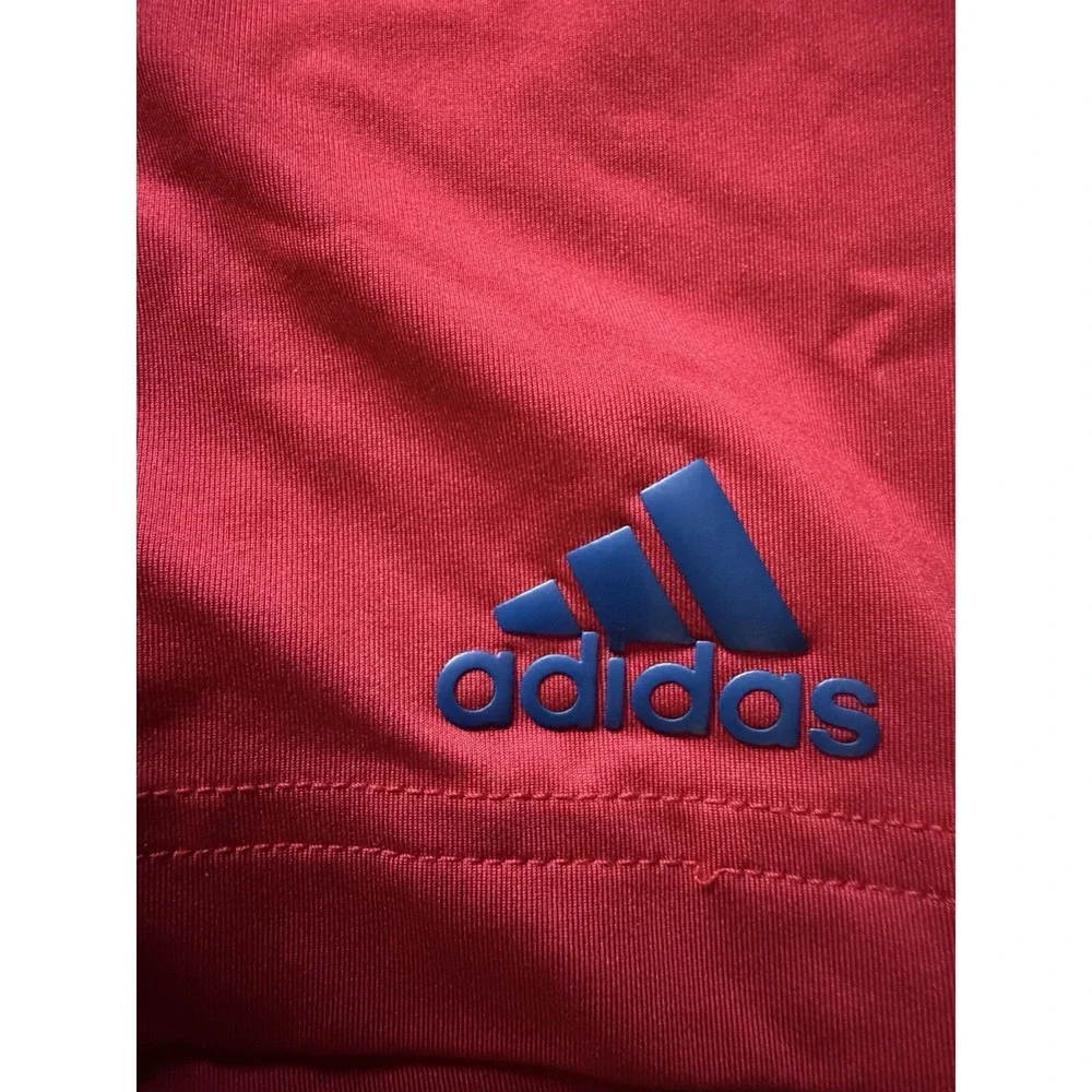 Adidas Golf Short Sleeve Polo Shirt USA Red Gray Striped Logo Medium JBHS
